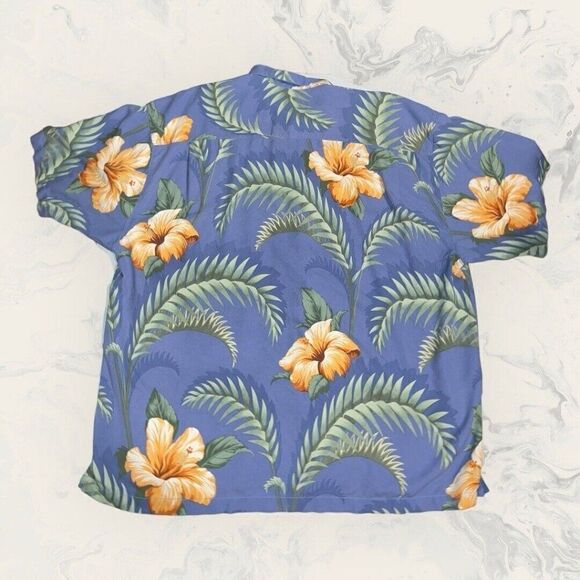 Tommy Bahama Hawaiian Aloha Tropical Floral Hibiscus Button Silk Shirt Men’s XXL - Picture 4 of 4